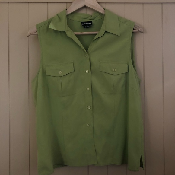 Light chartreuse baby puke green blouse - Picture 6 of 7
